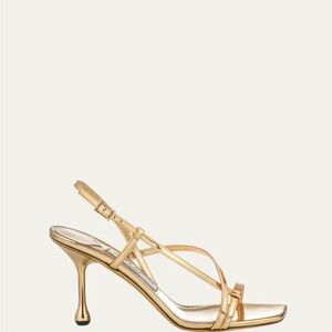 Jimmy Choo Gold Etana Heels 80mm